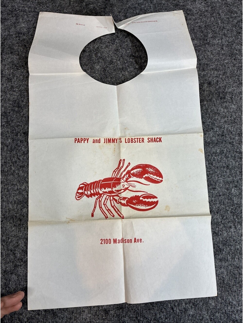 Pappy & Jimmy Lobster Shack Restaurant Vtg Bibb Advertising Madison Ave